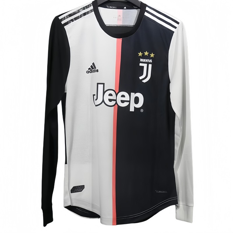 2019-2020 Mens Juventus Home Player Version Long Sleeve Retro Soccer Jersey
