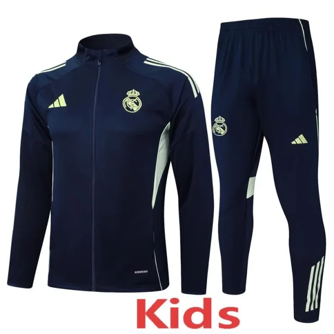 2025-26 Kids Real Madrid Royal blue Kids Jacket Tracksuit suit