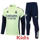 2025-26 Kids Real Madrid Light green Kids Half Pull Tracksuit  suit