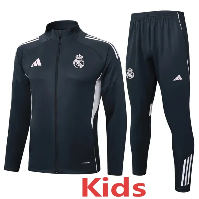 2025-26 Kids Real Madrid Dark gray Kids Jacket Tracksuit suit
