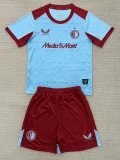 2025-26 Kids Feyenoord away Red and white soccer Jersey