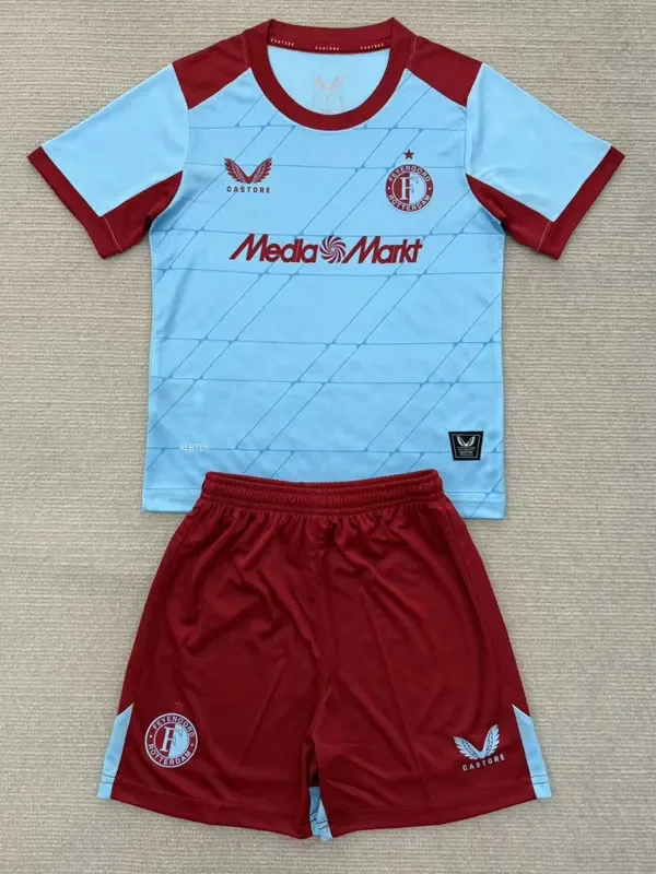 2025-26 Kids Feyenoord away Red and white soccer Jersey