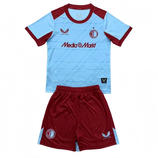 2025-26 Kids Feyenoord away Red and white soccer Jersey