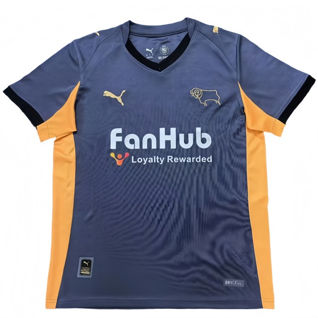 2025-26 Mens Derby County away blue soccer jersey