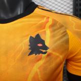 2025-26 Mens Roma  away Player version orange soccer Jersey