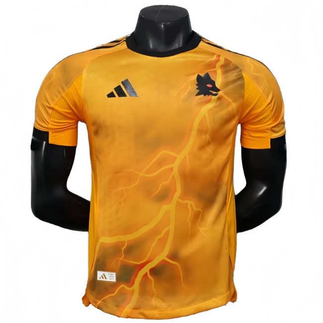 2025-26 Mens Roma  away Player version orange soccer Jersey