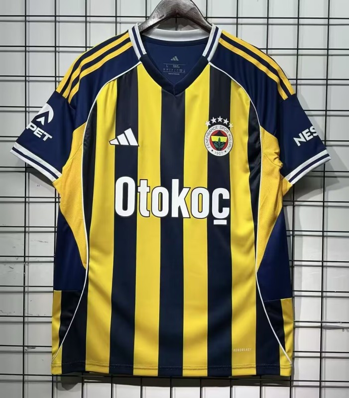 2025-26 Mens Fenerbahce home yellow blue soccer jersey
