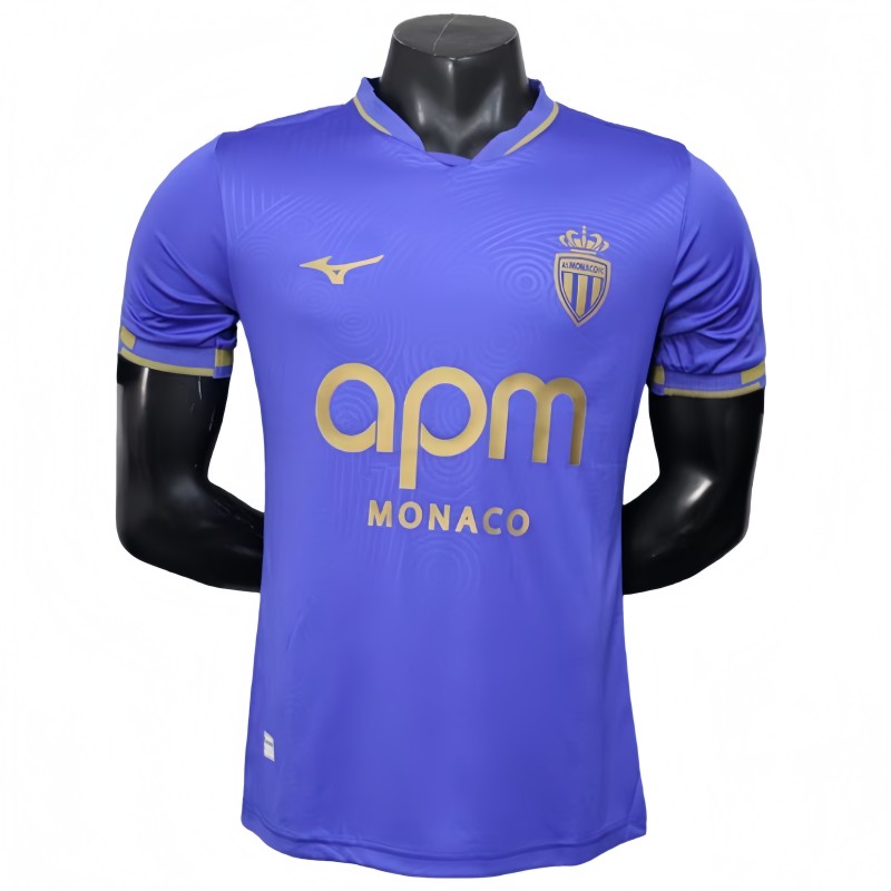 2025-26 Mens  AS Monaco  Player away blue  soccer Jersey