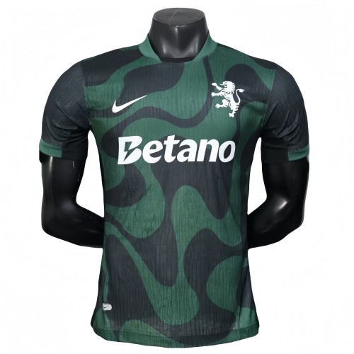 2025-26 Mens Sporting Lisbon Third away  Player green black soccer Jersey