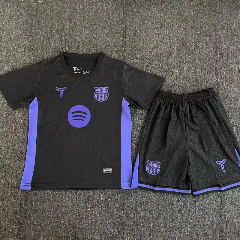 2025-26 Barcelona Black Joint Edition Kids Soccer Jersey