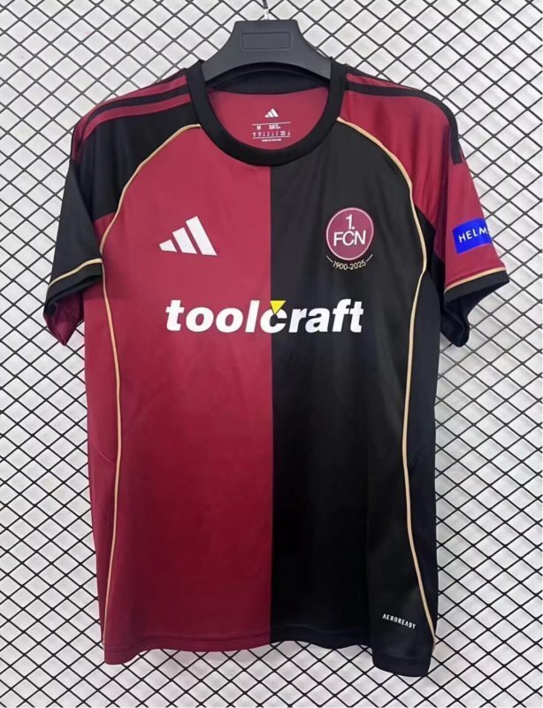 2025-26  Mens  FC Nurnberg  home Red black FC Nürnberg soccer jersey
