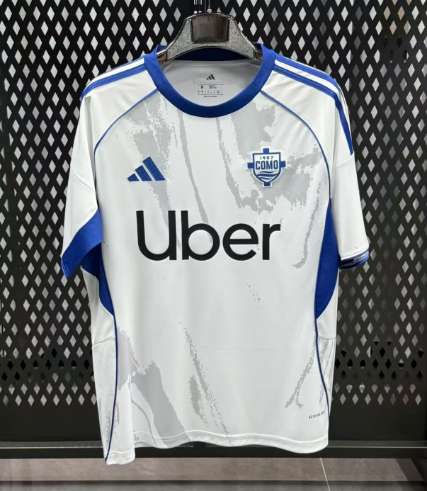 2025-26 Mens Como away white  Soccer Jersey