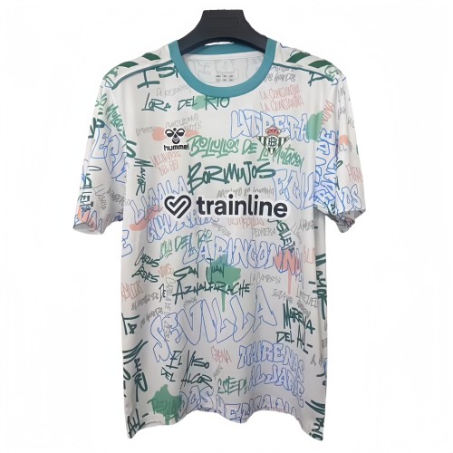 2025-26 Mens Real Betis  White Graffiti  Soccer Jersey