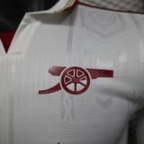 2025-26 Mens Arsenal white Third away Player version Long sleeve Jersey