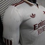 2025-26 Mens Arsenal white Third away Player version Long sleeve Jersey