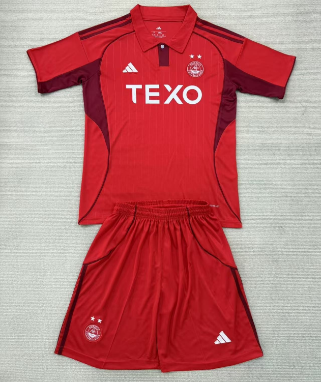 2025-26 Kids Aberdeen home red  Soccer Jersey