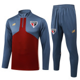 2025-26 Mens Sao Paulo Grey Red Half Pull Tracksuit