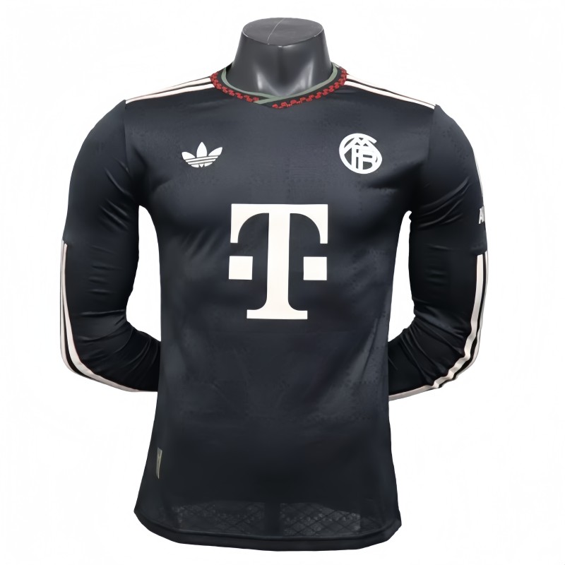 2025-26 Mens Bayern Munich Third away black  Player  Long Sleeve  Jersey