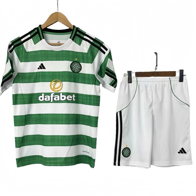 2025-26Kids Celtic home green soccer jersey