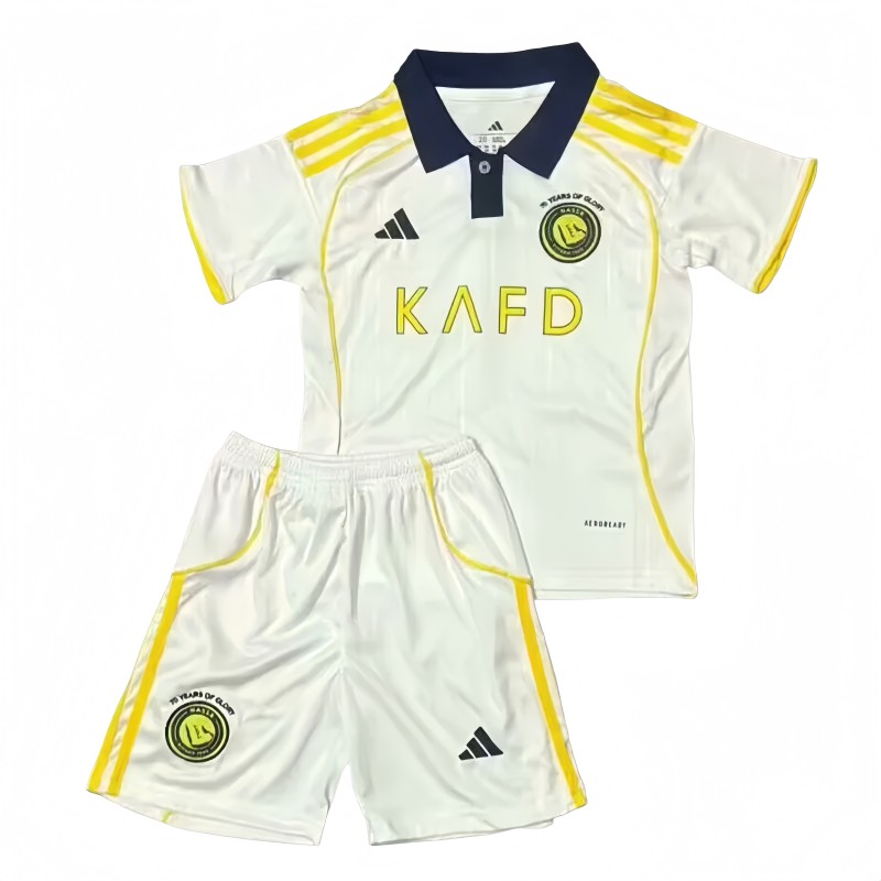 2025-26 Kids Al-Nassr Third away white soccer jersey