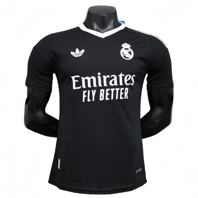 2025-26 Mens Real Madrid Player goalkeeper black soccer jersey