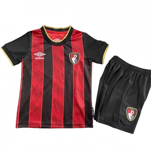 2025-26 Kids Bournemouth Home red black Soccer Jersey