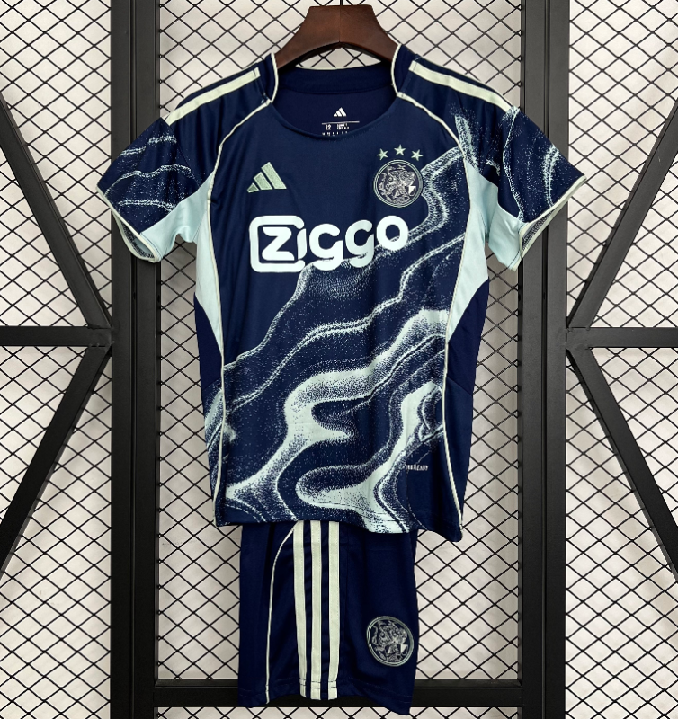 2025-26 Kids  Ajax away blue soccer  jersey