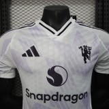 2025-26 Mens Manchester United  Player Version away white soccer Jersey
