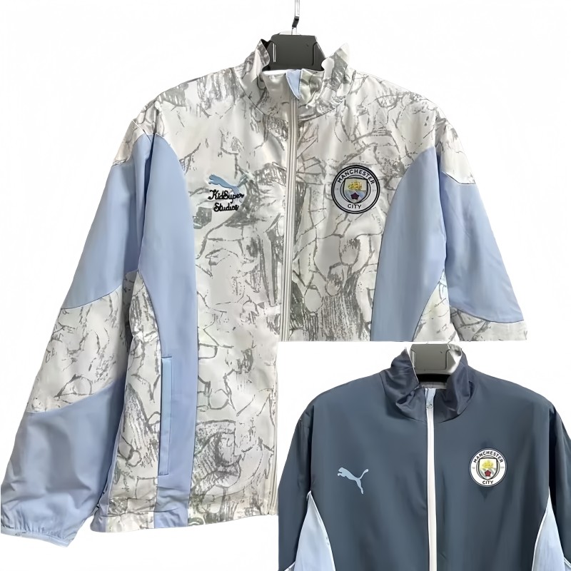 2025-26  Mens Manchester City  Double sided White  Blue  windbreaker