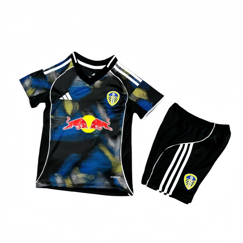 2025-26 Kids Leeds United Third away black soccer jersey