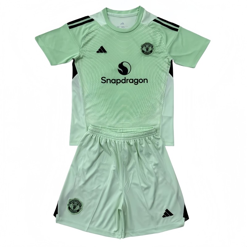 2025-26 KIDS  Manchester United  Light Green GoalKeeper Soccer Jersey