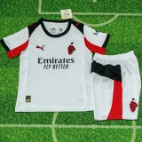 2025-26 Kids AC Milan away white  soccer jersey