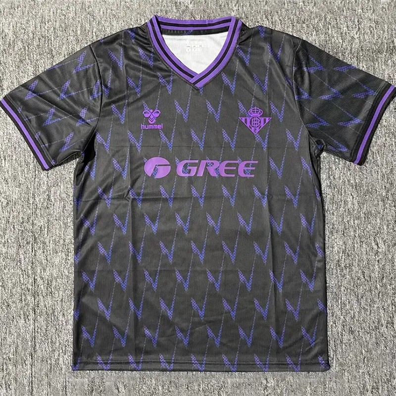 2025-26 Mens Real Betis Black Special Edition Fans Soccer Jersey