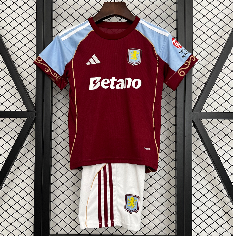 2025-26 Kids Aston Villa home soccer Jersey