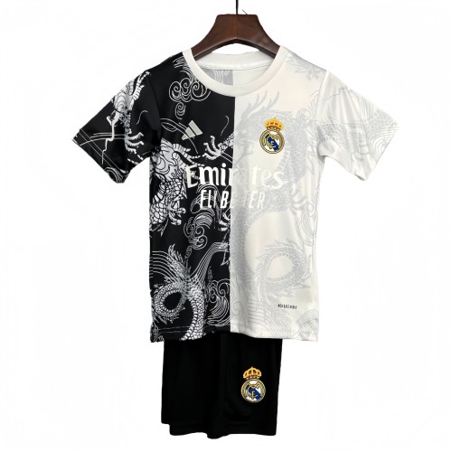 2025-26 Kids Real Madrid white black soccer Jersey