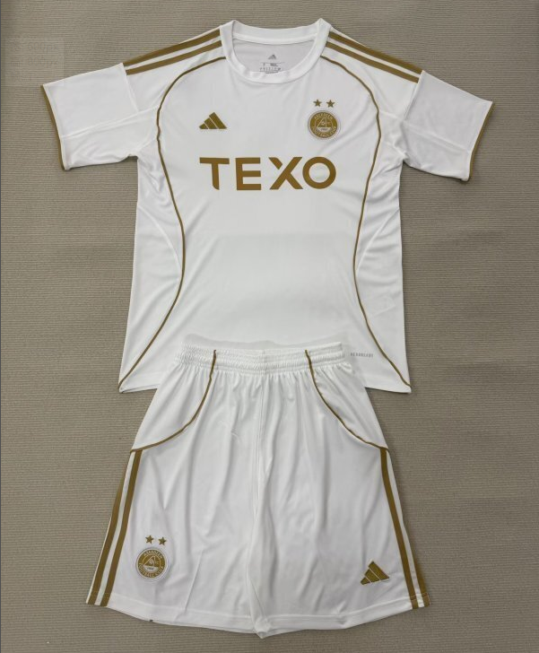 2025-26 Kids Aberdeen Third away white Soccer Jersey