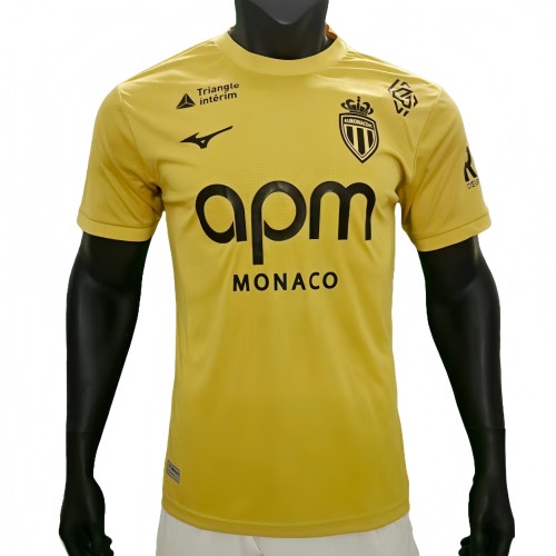 2025-26 Mens  AS Monaco Third  away  yellow  Player version soccer Jersey