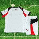 2025-26 Kids AC Milan away white  soccer jersey