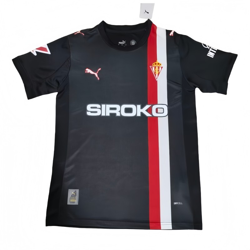 2025-26 Mens Sporting Gijon away black soccer  Jersey