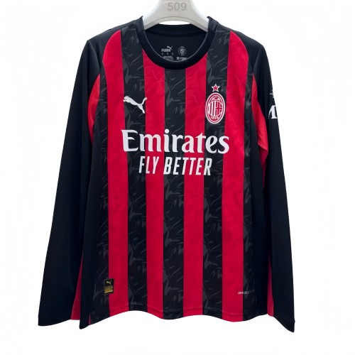 2025-26 Mens AC Milan home Long Sleeve soccer Jersey