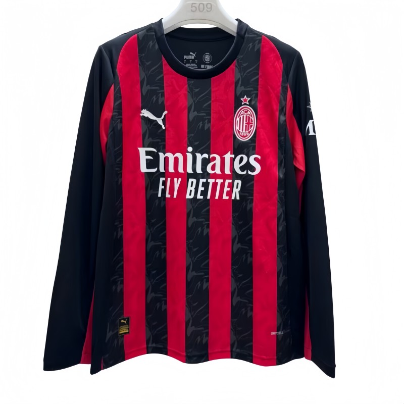 2025-26 Mens AC Milan home Long Sleeve soccer Jersey