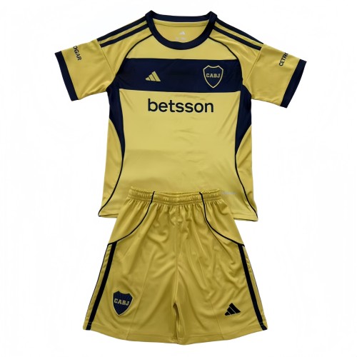 2025-26 Kids Boca Juniors away yellow soccer Jersey