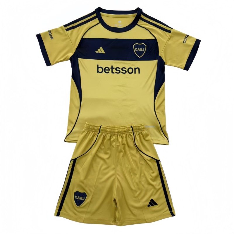 2025-26 Kids Boca Juniors away yellow soccer Jersey