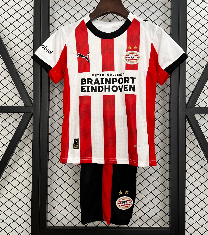 2025/26 Kids Eindhoven home white soccer jersey