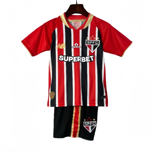 Kids Sao Paulo away black red soccer jeysey 2526
