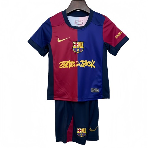 2025-26 Kids Barcelona home soccer jersey