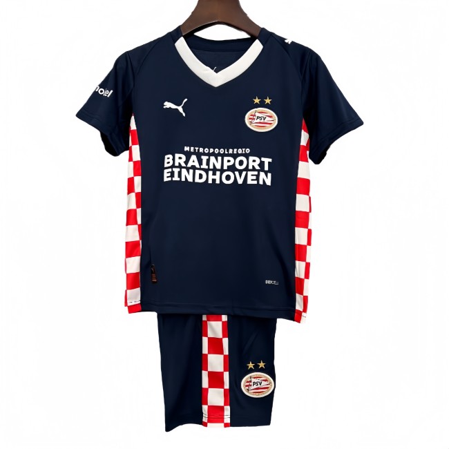 2025/26 Kids Eindhoven away blue  soccer jersey