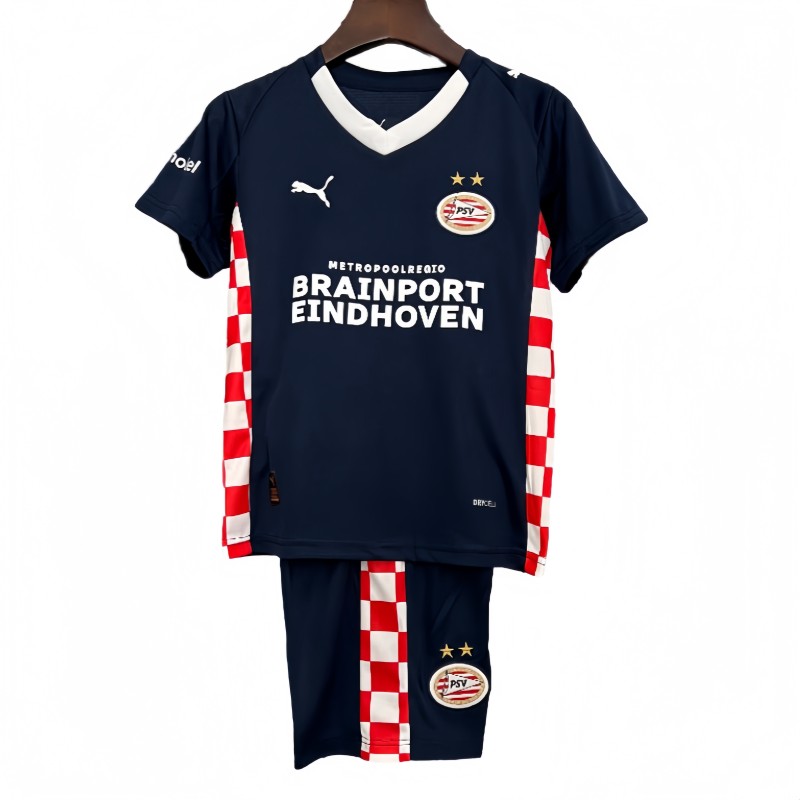 2025/26 Kids Eindhoven away blue  soccer jersey