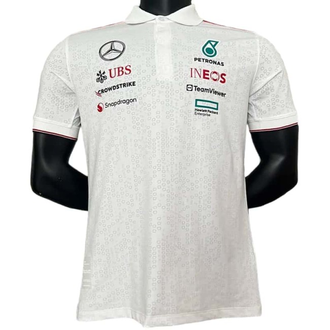 2024 F1 Mercedes White Polo Racing Suit (有领)