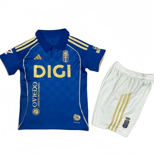 2025-26 Kids  Real Oviedo Home  blue  Soccer Jersey
